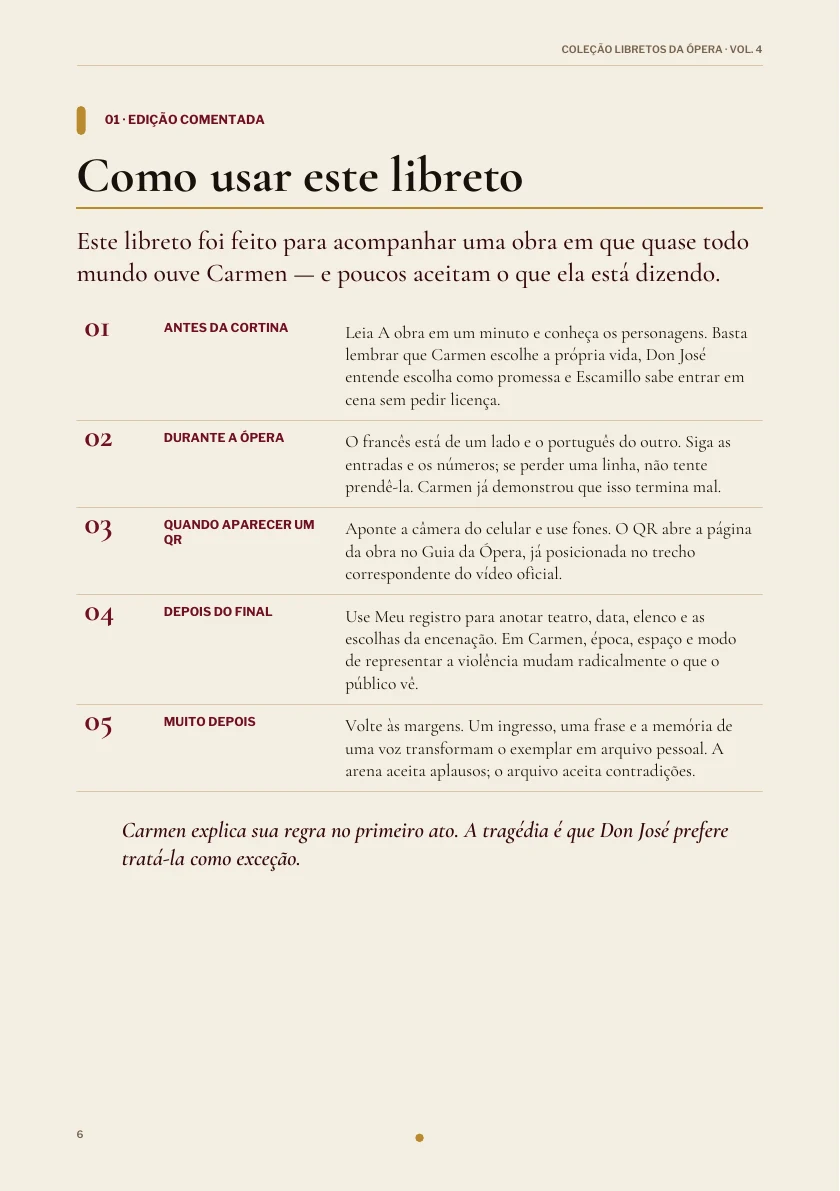 Como usar este libreto na edição de Carmen.