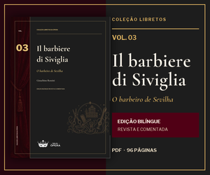 Capa e páginas da edição bilíngue de O barbeiro de Sevilha