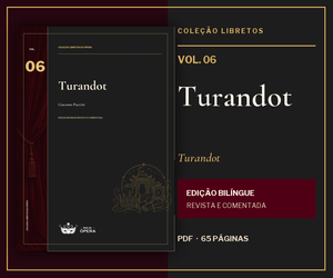 Capa e páginas da edição bilíngue de Turandot