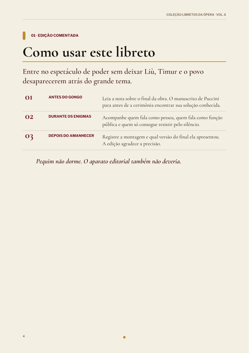 Como usar este libreto na edição de Turandot.